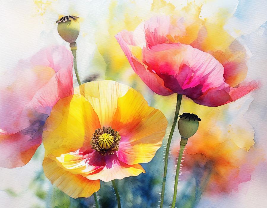 Poppies in Bloom II Digital Art by Susan Rydberg