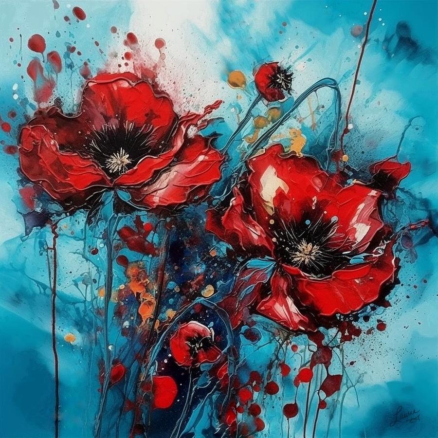 Poppies in the Sky Digital Art by Laurie Trumpet Williams