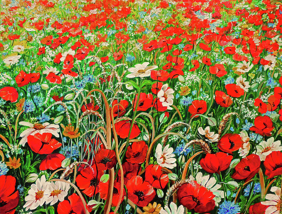 Poppies In The Wild Painting by Karin  Dawn Kelshall- Best