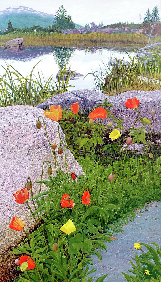Poppies in Tromso Painting by Sam Hall