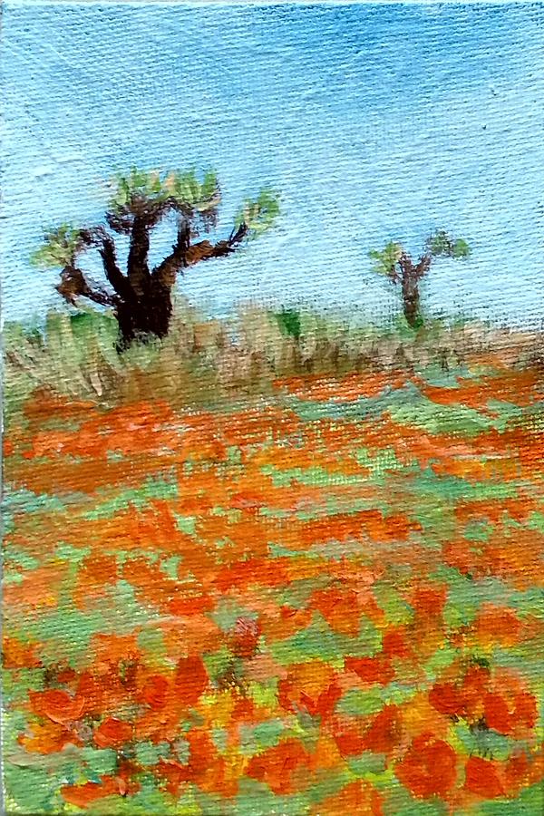 Poppies int he wilderness Painting by Asha Sudhaker Shenoy