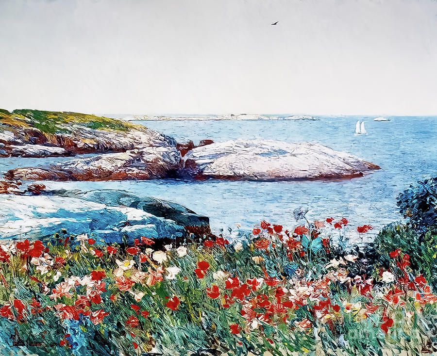 Poppies Isles of Shoals by Childe Hassam 1891 Painting by Childe Hassam