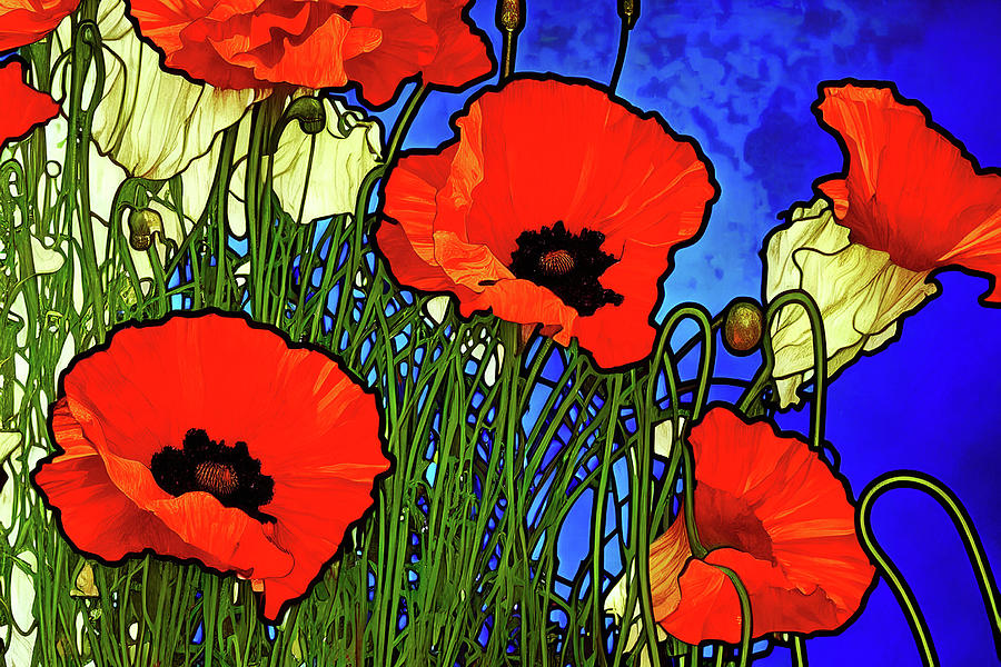 Poppies on a Summer Day Digital Art by Peggy Collins