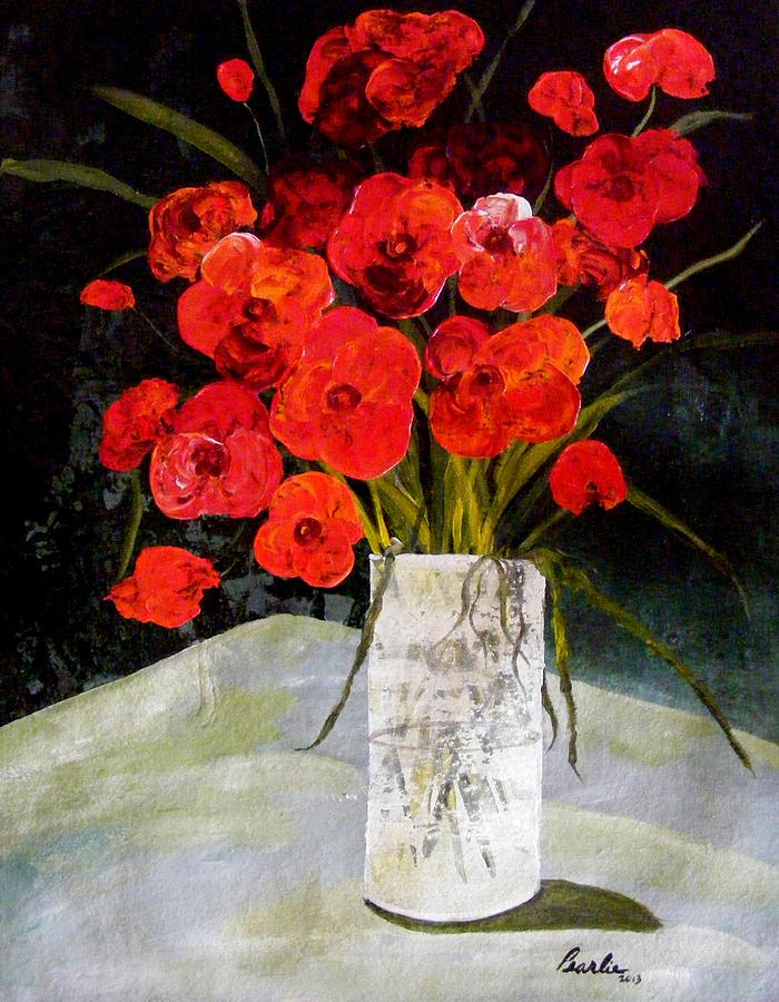 Red Flowers Painting - Poppies by Pearlie Taylor