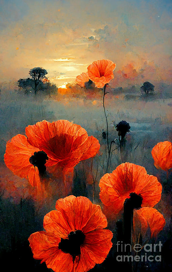 Poppies Sunset Digital Art