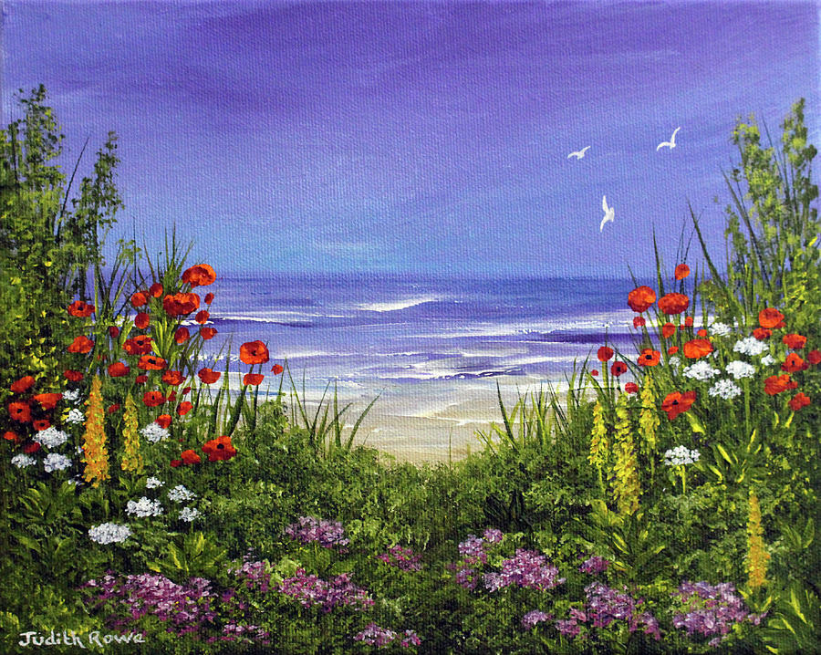 Poppy Beach Painting by Judith Rowe
