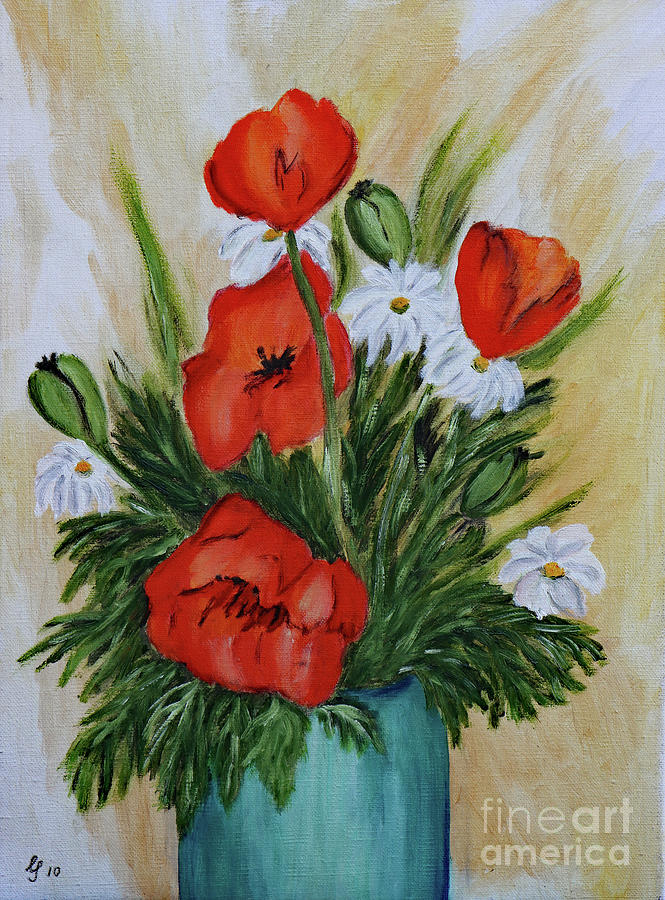 Poppy Bouquet - Oil Painting Painting by Christiane Schulze Art And Photography