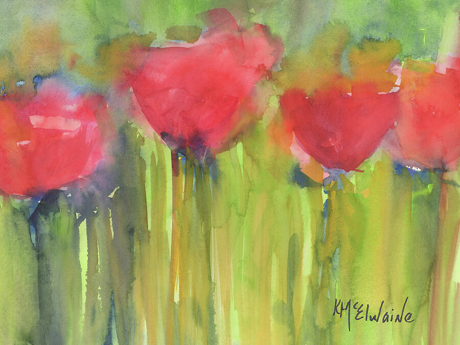Nature Painting - Poppy Elegance FL042 By KMcElwaine Texas Watercolor Artist by Kathleen McElwaine Nature Painting - Poppy Elegance FL042 By KMcElwaine Texas Watercolor Artist by Kathleen McElwaine