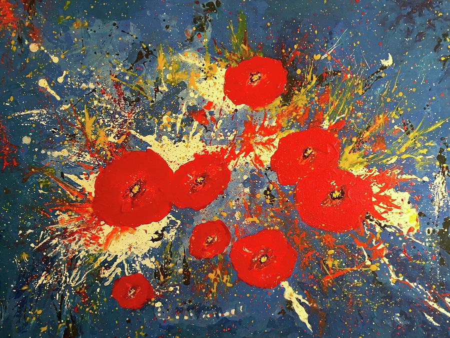 Poppy Explosion Painting by Alina Deica