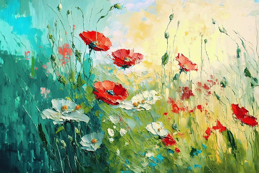 Poppy Field 01 Painting by Miki De Goodaboom