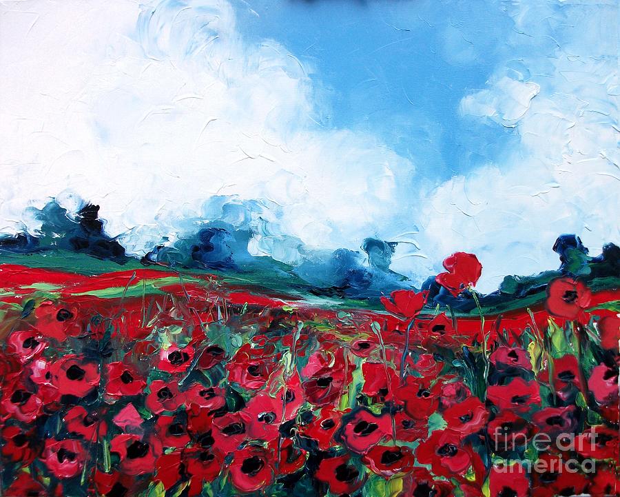 Poppy Field Painting by Aja Trier