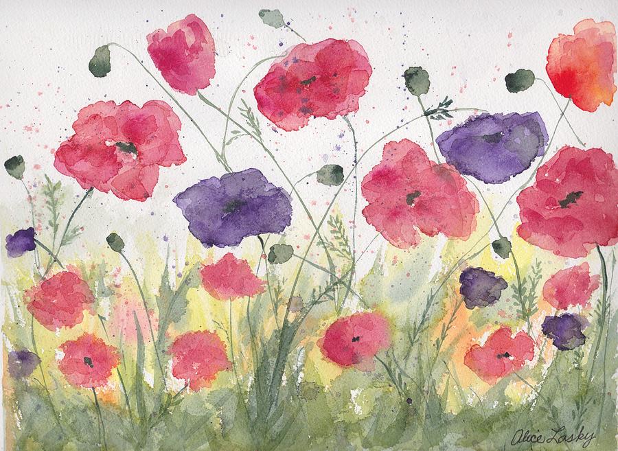 Flower Painting - Poppy Field by Alice Lasky