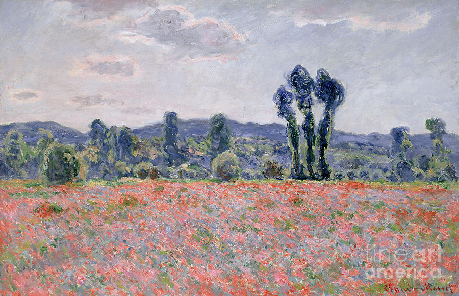 Poppy Field, c.1890, oil on canvas, Monet, Painting by Claude Monet