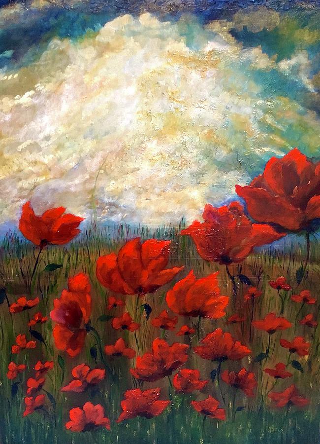 Poppy field Painting by Karin Bruce-Lockhart - Fine Art America