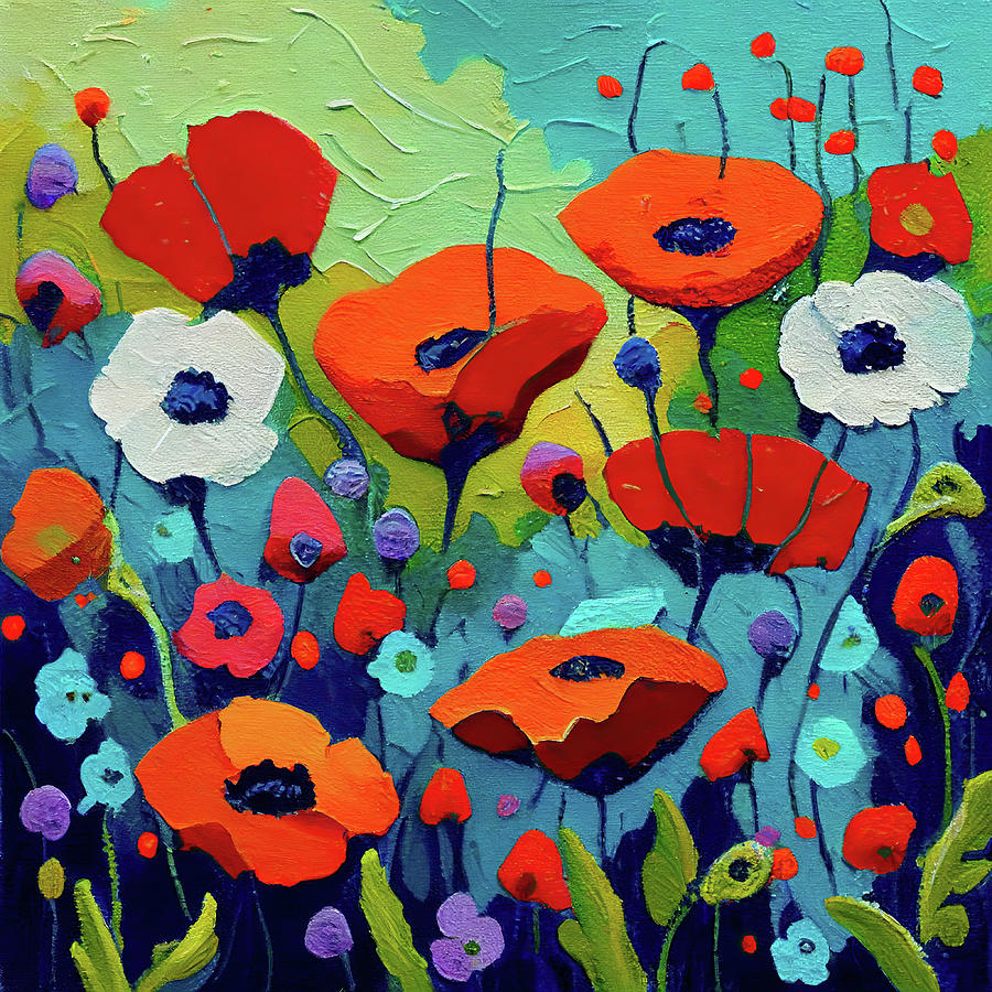 Abstract Painting - Poppy Field by My Head Cinema