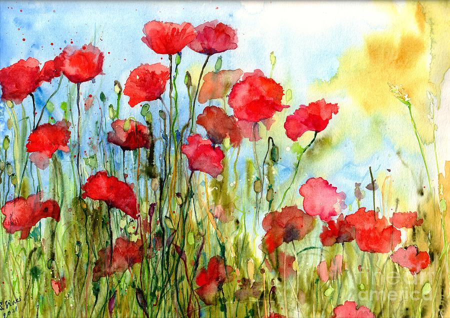 Poppy Painting - Poppy Field by Suzann Sines