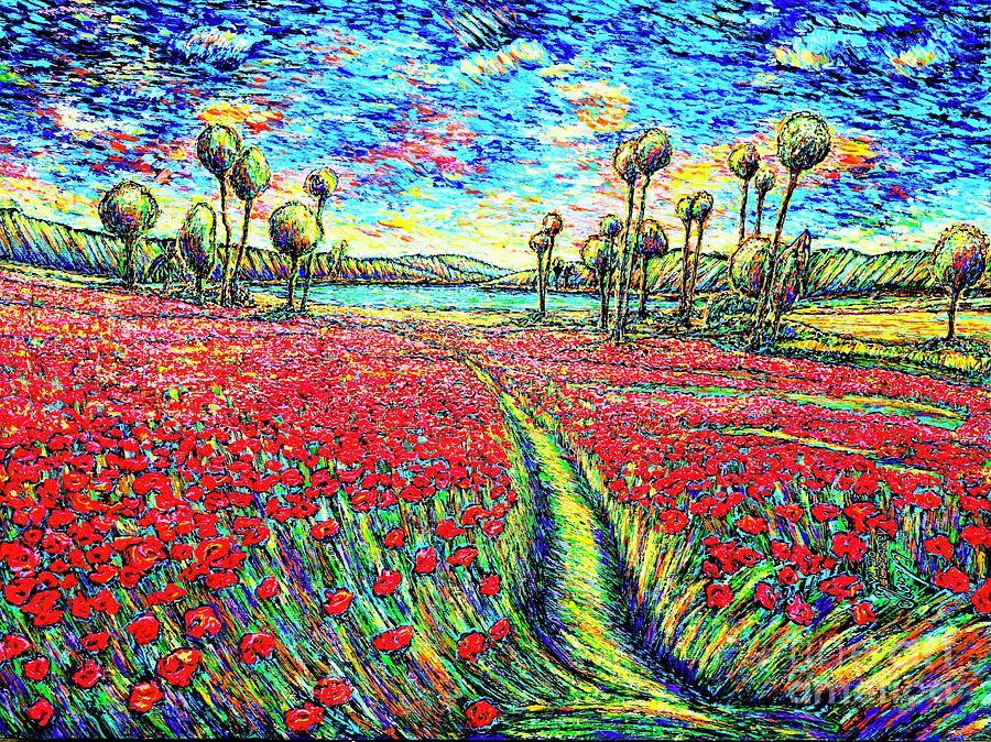 Poppy Field Painting by Viktor Lazarev