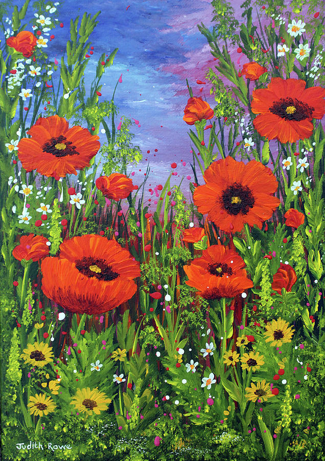 Poppy Fields Painting by Judith Rowe