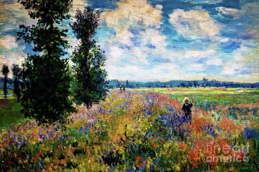 Poppy Fields Near Argenteuil 1875 by Claude Monet Painting by Claude Monet