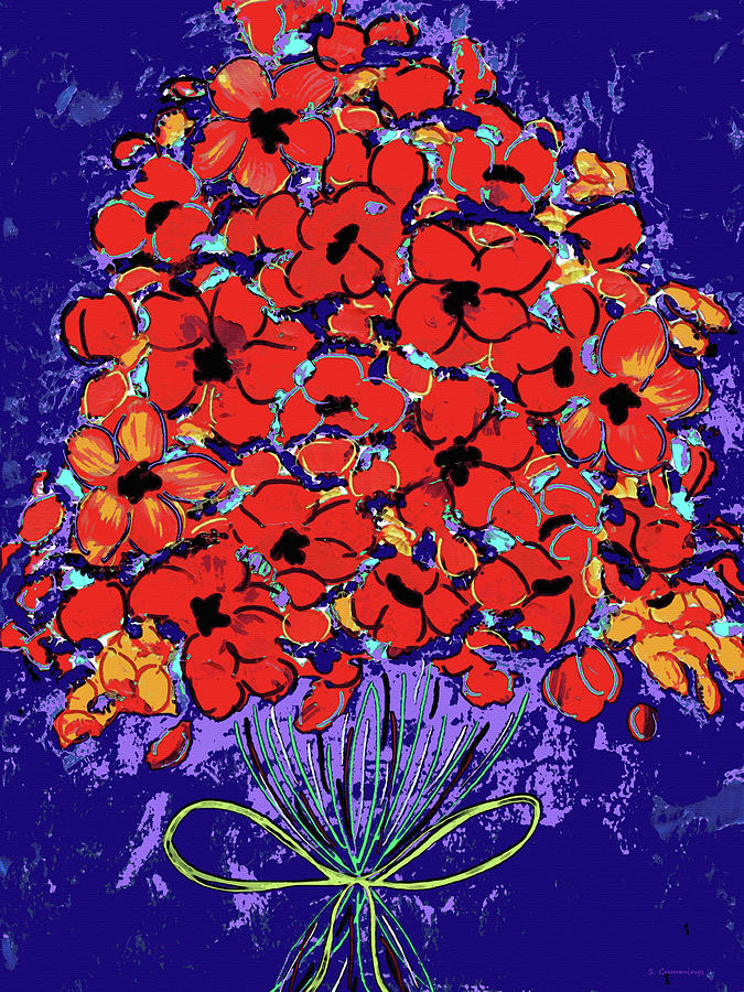 Poppy Flower Bouquet Art - Sharon Cummings Painting by Sharon Cummings