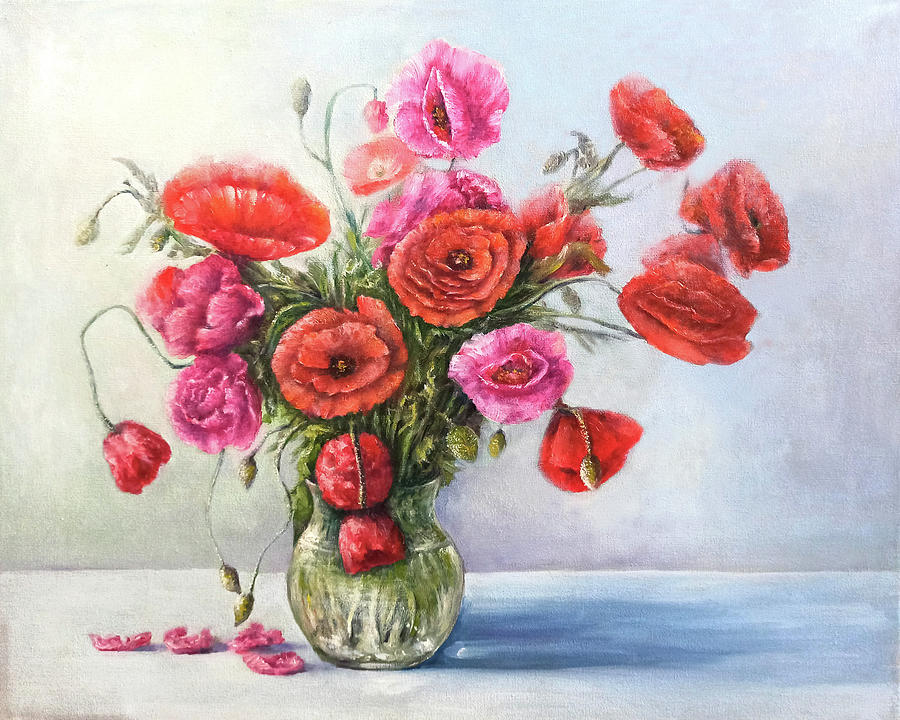 Poppy Painting - Poppy flowers by Natalja Picugina