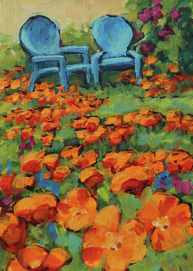 Poppy Garden Painting by Karen Ilari