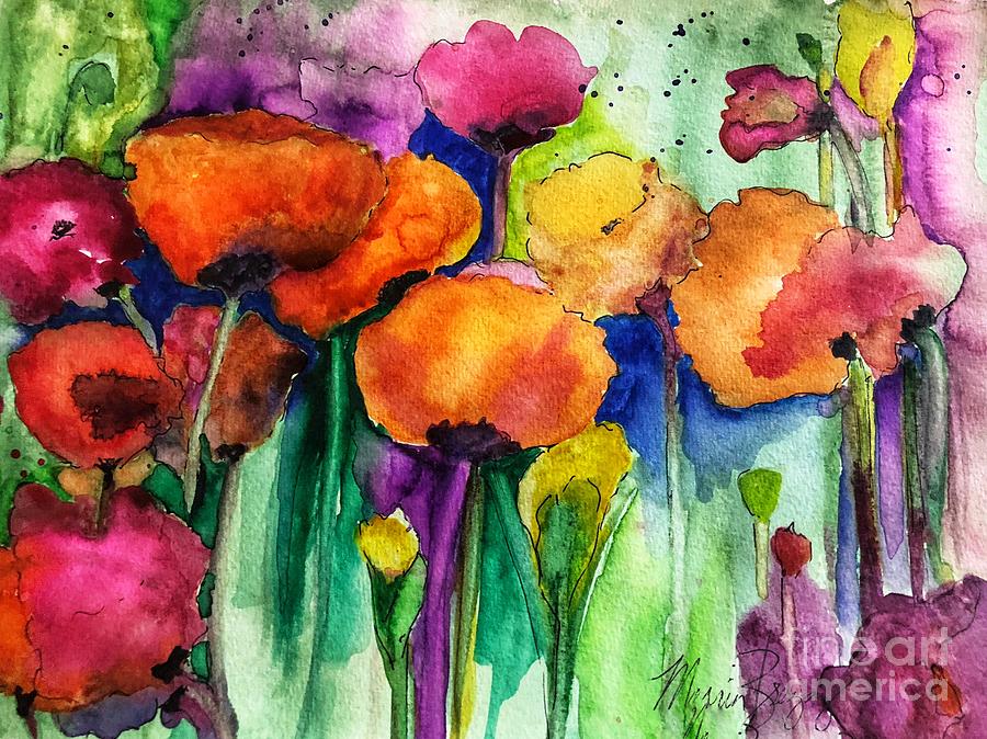Poppy Garden Painting by Marcia Breznay