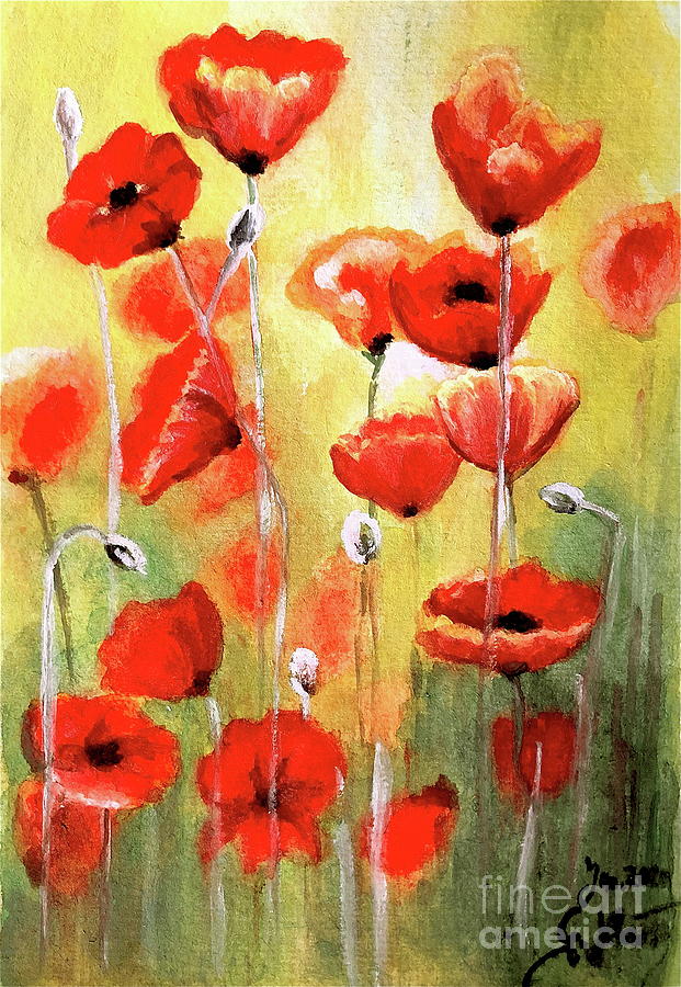 Poppy Meadow Painting by Gitta Glaeser