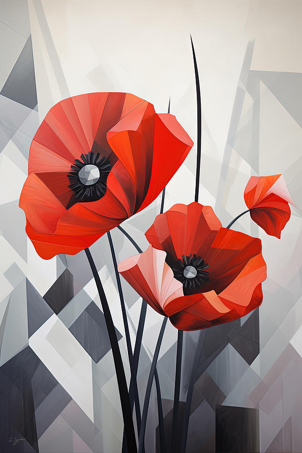 Poppy Paintings Modern Art Painting by Lourry Legarde