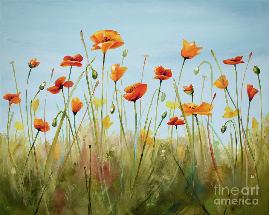 Poppy Tangle Painting by Annie Troe