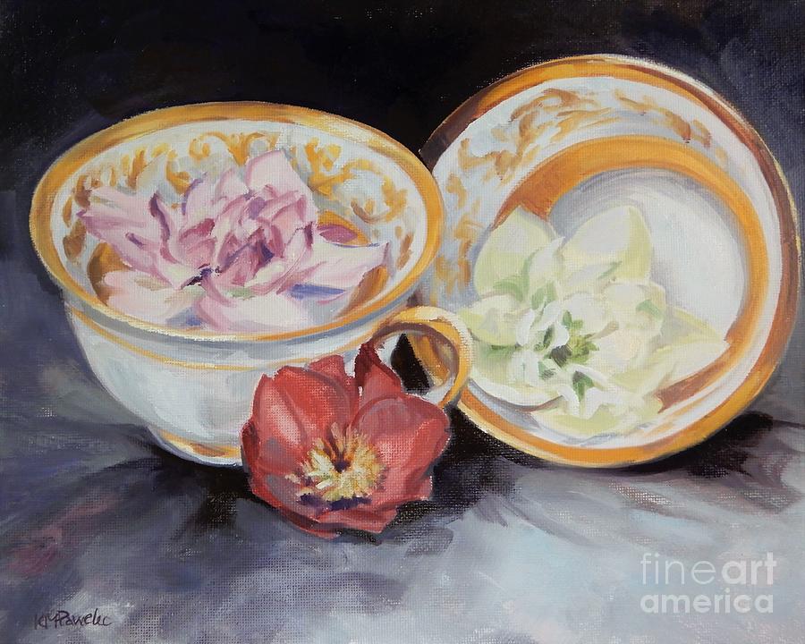 Porcelain Flowers Painting by K M Pawelec