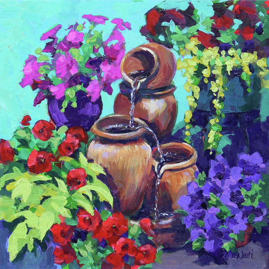 Flower Painting - Porch Garden by Karen Ilari