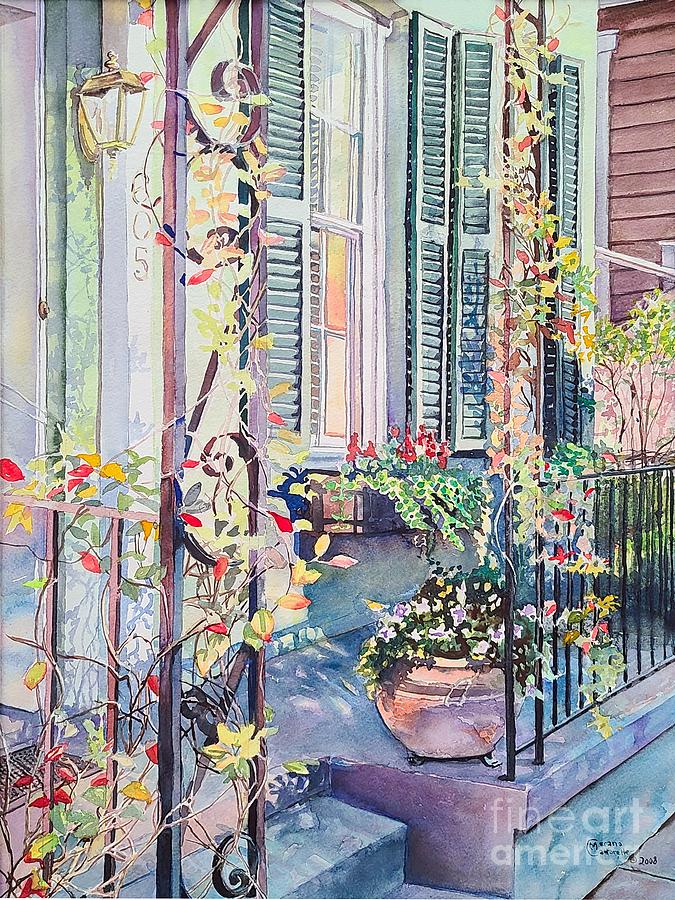 Porch Plantings Painting by Merana Cadorette