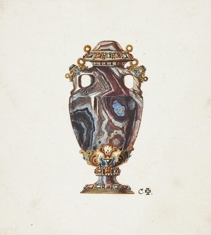 Porphyry Vase Drawing by Giuseppe Grisoni