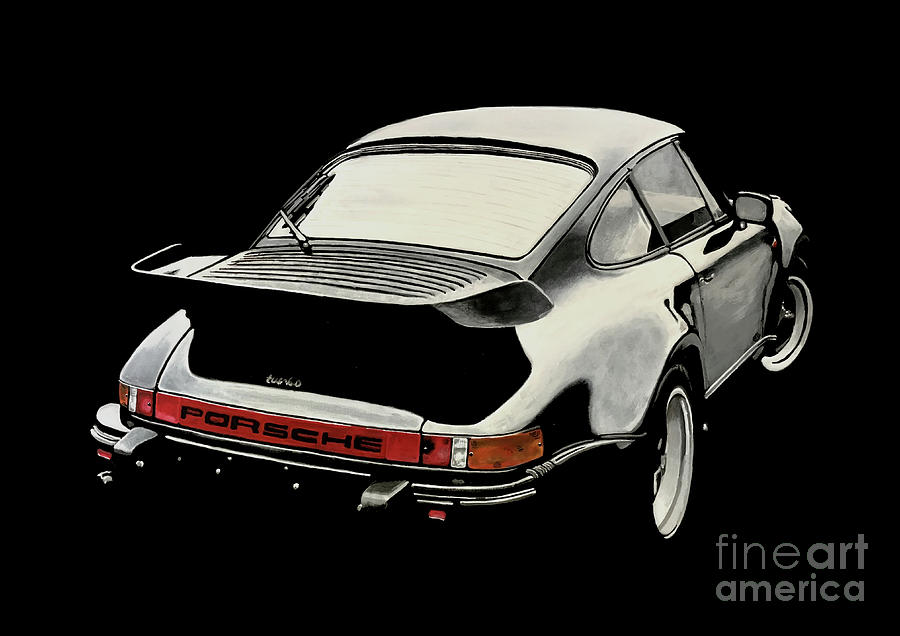 Porsche 911 930 Turbo Black Widowmaker Acrylic Painting Painting by Moospeed Art