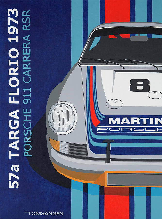 Car Painting - Porsche 911 Carrera RSR Martini by Tom Sangen