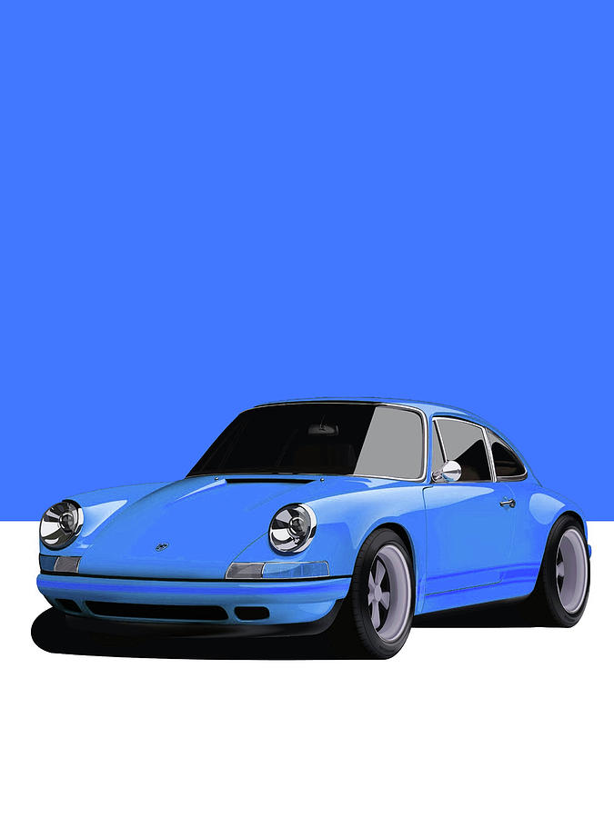 Porsche 911 Classic Restomod Poster BLUE by Thespeedart