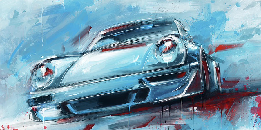 Porsche 911 Electric Blue Painting by Andy Brown - Fine Art America