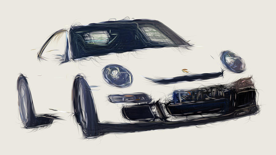 Porsche 911 GT3 Car Drawing Digital Art by CarsToon Concept - Fine Art ...