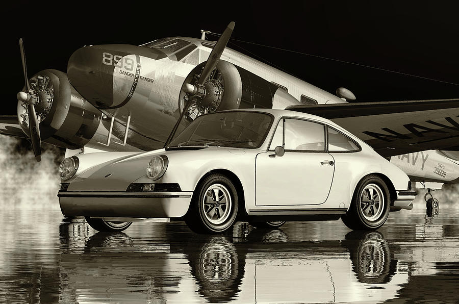 Porsche 911 in B and W Digital Art by Jan Keteleer