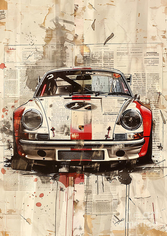 Porsche 911 RSR racing car Painting by Lowell Harann - Fine Art America