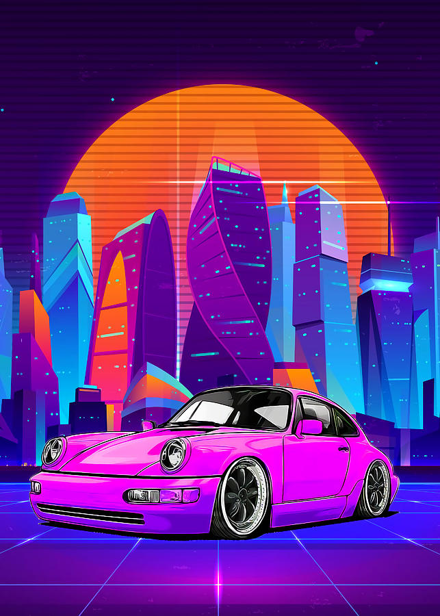 Porsche 911 RWB Neon Light Poster ZHAISHOKU Tapestry - Textile by Pablo ...