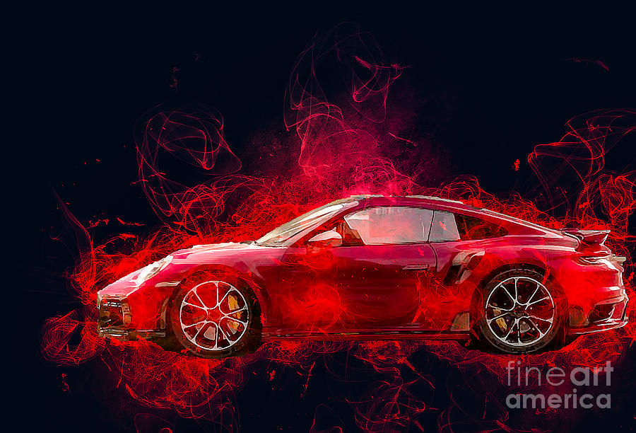 Porsche 911 Turbo S TechArt 2021 Drawing by Marietta Beatty - Fine Art ...