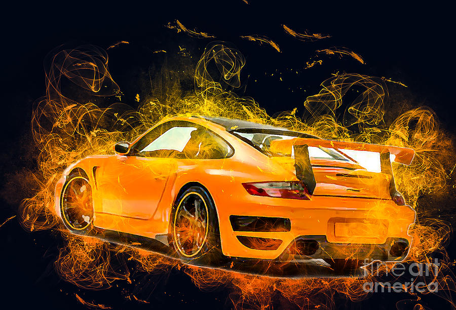 Porsche 911 Turbo TechART Cars Drawing by Marietta Beatty - Fine Art ...