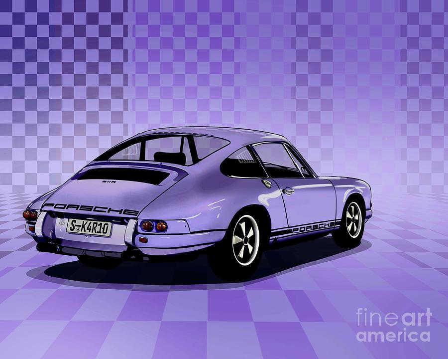 Porsche 911R 1967 1968 - The Lightest Ever - Purple Edition Digital Art by Moospeed Art