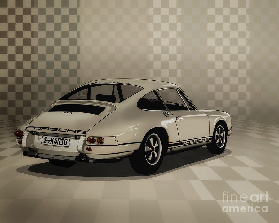 Porsche 911R 1967 1968 - The Lightest Ever Digital Art by Moospeed Art