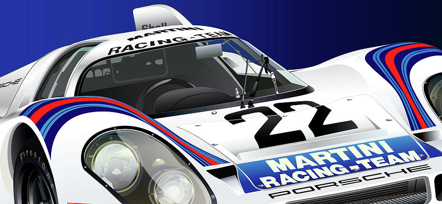 Porsche 917 K Martini Drawing by Alain Jamar