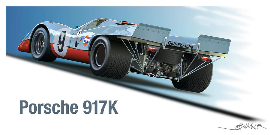 Porsche 917 K poster Drawing by Alain Jamar