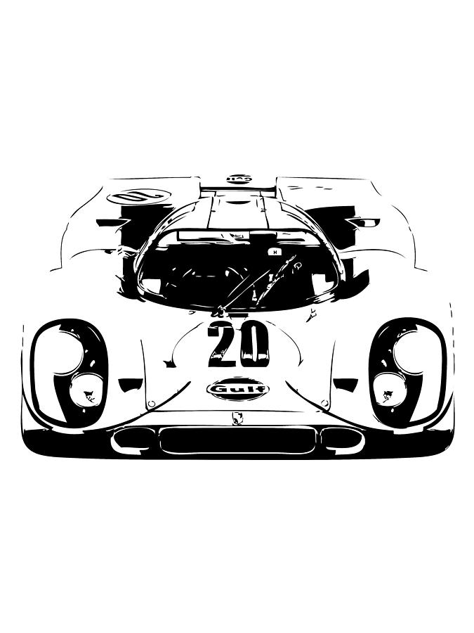 Porsche 917 Race Car in Black and White Digital Art by Thespeedart Porsche 917 Race Car in Black and White Digital Art by Thespeedart