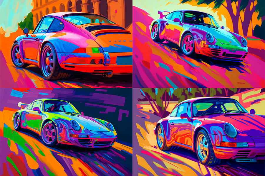 Porsche 993 oil Painting in the style of Albert by Asar Studios Digital ...